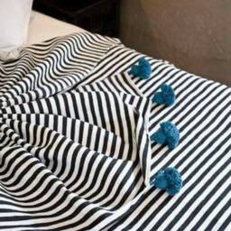 Boho Style Pom Blanket - Handmade Tassel Moroccan Organic Cozy Throw Bedroom Gift - thumbnail 2