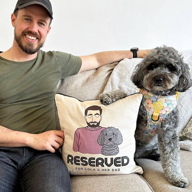Personalised Dog Dad Cushion Cover With Dog On, Lover Gift For Him, Breed Cushion, Cockapoo, Christmas Gift Dad - image 1