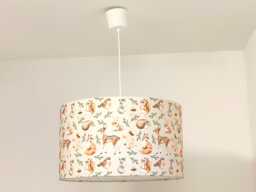 Woodland Children's Pendant Lampshade - Forest Animals Fox, Hedgehog & Fawn Baby's Room Handmade in France