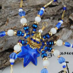 Blue Cloisonn?? Maple Ivy Leaf Beaded Christmas Spider Ornament With Legend, Great Unique Secret Santa Gift, Treasures By Tiziana?? - thumbnail 3