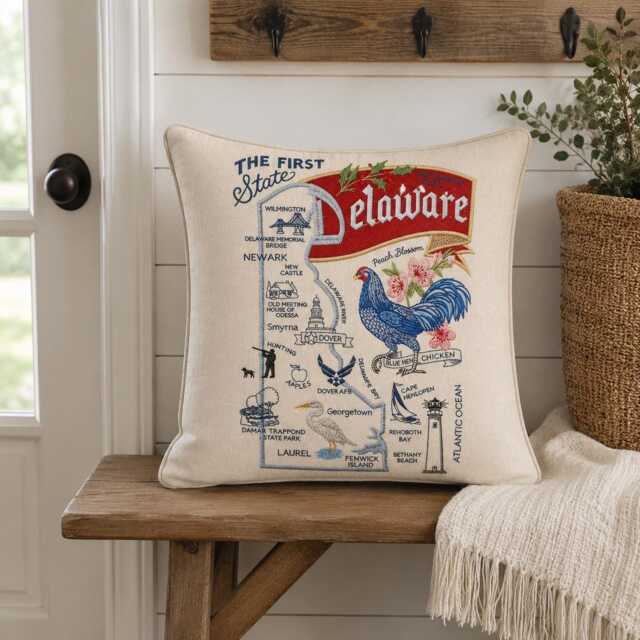 Delaware State Pillow With Feather Insert - image 1
