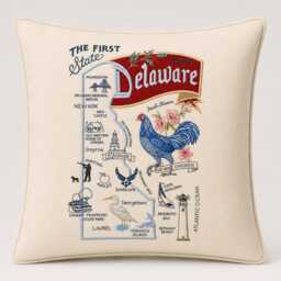 Delaware State Pillow With Feather Insert - thumbnail 3