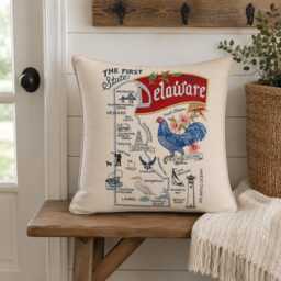 Delaware State Pillow With Feather Insert - thumbnail 1