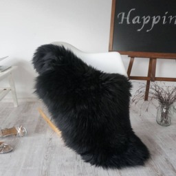 "Big Sheepskin L Black Throw Genuine Leather Sheep Skin Decorative Rug 48 ""x 28" - thumbnail 3