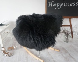 "Big Sheepskin L Black Throw Genuine Leather Sheep Skin Decorative Rug 48 ""x 28" - thumbnail 1