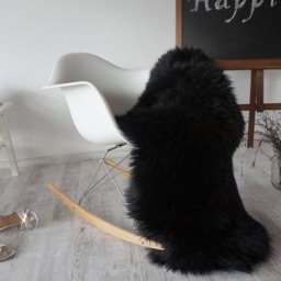 "Big Sheepskin L Black Throw Genuine Leather Sheep Skin Decorative Rug 48 ""x 28" - thumbnail 2