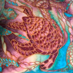 Sea Green & Caramel Turtle Throw Pillow - Now Half Price Square Settee Cushion Statement Sofa Swimming Turtles - thumbnail 3