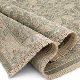Hand Knotted Wool Rug, Traditional Botanical Transitional, Ivory Moss Home Decor - thumbnail 2