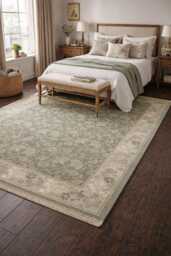 Hand Knotted Wool Rug, Traditional Botanical Transitional, Ivory Moss Home Decor