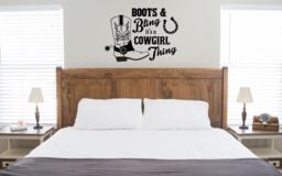 Cowgirl Boots & Bling Wall Decal Country Rustic Decor - thumbnail 1