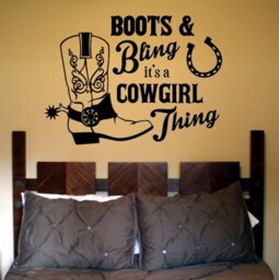 Cowgirl Boots & Bling Wall Decal Country Rustic Decor - thumbnail 2