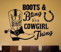 Cowgirl Boots & Bling Wall Decal Country Rustic Decor - thumbnail 3