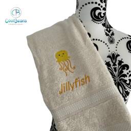 Jellyfish Towel - Personalised Face Cloth/Hand Bath = Embroidered - thumbnail 1