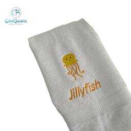 Jellyfish Towel - Personalised Face Cloth/Hand Bath = Embroidered - thumbnail 4