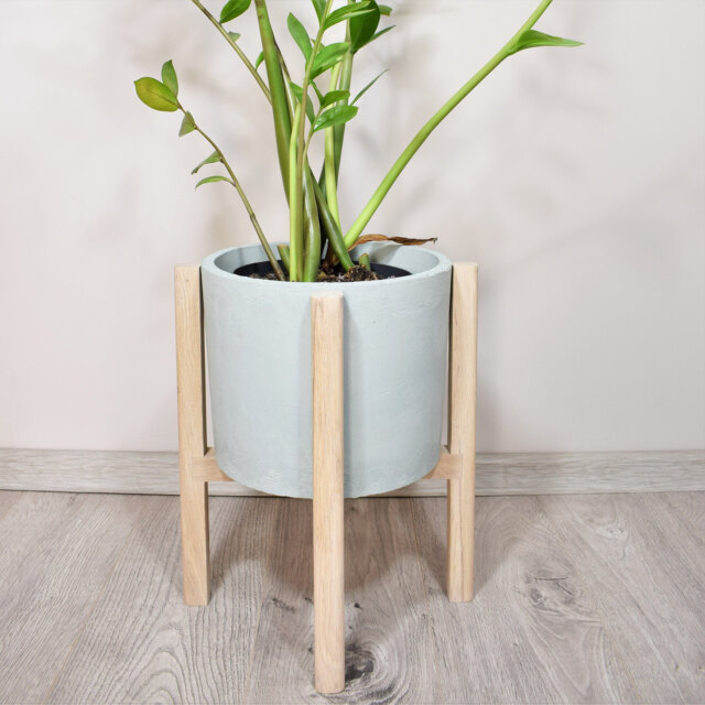 Bleached Oak Plant Stand, Mid Century Modern Planter Holder, Solid Wood Indoor Stands - image 1