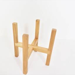 Bleached Oak Plant Stand, Mid Century Modern Planter Holder, Solid Wood Indoor Stands - thumbnail 4