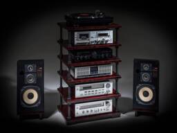 Audio Rack With Adjustable Shelf Height/Record Player Stand Turntable Hifi Stereo Cabinet - thumbnail 1