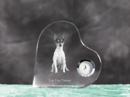 Toy Fox Terrier - Crystal Clock in The Shape Of A Heart With Image Pure-Bred Dog - thumbnail 1