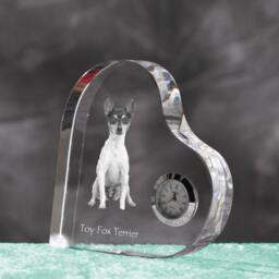 Toy Fox Terrier - Crystal Clock in The Shape Of A Heart With Image Pure-Bred Dog - thumbnail 2