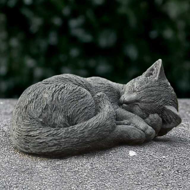 Curled Cat Statue Concrete Kitten Sculpture Outdoor Kitty Figurine Stone Sleeping Decor Cement Pet Decoration Memorial Ornament - image 1