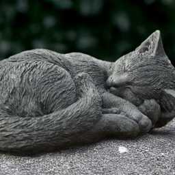Curled Cat Statue Concrete Kitten Sculpture Outdoor Kitty Figurine Stone Sleeping Decor Cement Pet Decoration Memorial Ornament - thumbnail 2