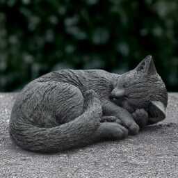 Curled Cat Statue Concrete Kitten Sculpture Outdoor Kitty Figurine Stone Sleeping Decor Cement Pet Decoration Memorial Ornament - thumbnail 3