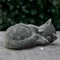 Curled Cat Statue Concrete Kitten Sculpture Outdoor Kitty Figurine Stone Sleeping Decor Cement Pet Decoration Memorial Ornament - thumbnail 1