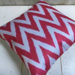 Handwoven Silk Ikat Pillow Cover, Modern Accent Cushion - 16x16 - thumbnail 4