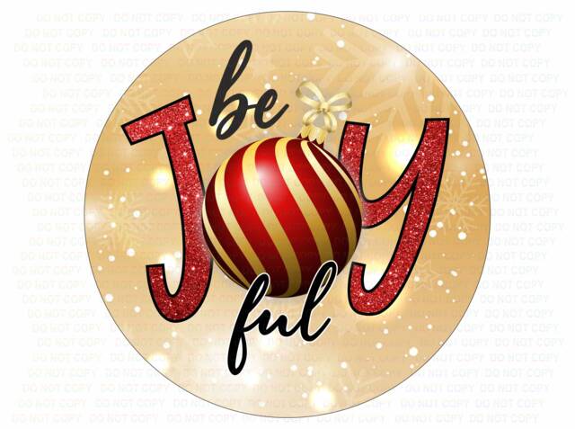 Be Joyful Christmas Wreath Sign, Bauble Xmas Merry Sign Uk, Round - image 1