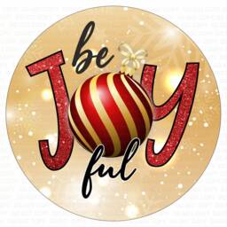 Be Joyful Christmas Wreath Sign, Bauble Xmas Merry Sign Uk, Round - thumbnail 3