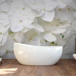 3D White Hydrangea Wallpaper, Floral Wall Mural, Peel & Stick - thumbnail 2