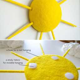 3D Sun & White Clouds Wall Hanging Sunshine Themed Nursery Decor Set - thumbnail 4