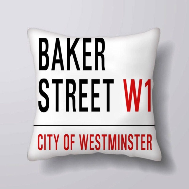 Vintage London Street Sign Baker Street Sherlock Holmes - Cushion Cover Case Or Stuffed With Insert - image 1