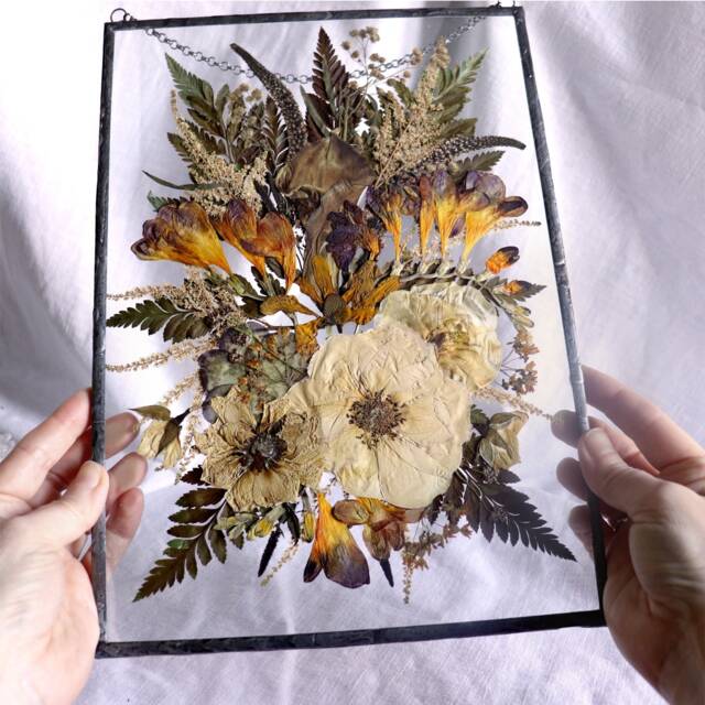 Pressed Flower Frame Bohemian Hanging Glass Wall Art - image 1