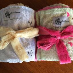 "Pink Seersucker Embroidered Skulls Baby Minky Blanket ""My Little Minx" - thumbnail 4
