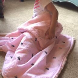 "Pink Seersucker Embroidered Skulls Baby Minky Blanket ""My Little Minx" - thumbnail 3