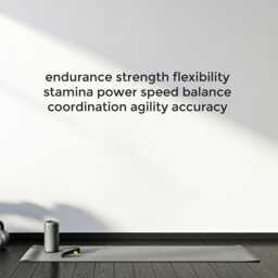 Fitness Motivation Wall Decal, Endurance Strength Flexibility Stamina Power Speed Balance Coordination Agility Accuracy, Word Cloud For Gym - thumbnail 3