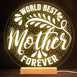 Worlds Best Mother Mother's Day Round Personalised Gift Lamp Night Light - thumbnail 1