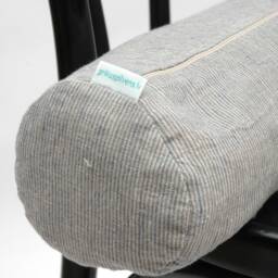 Bolster Pillow, Roll Neck Buckwheat Light Blue/Natural Grey Striped Linen Bolster Buckwheat 5'x20'/13x50cm Pillow - thumbnail 3