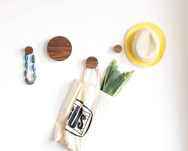 Walnut Coat Hooks Modern Clothes Hangers Decorative Rack Entryway Decor - image 1