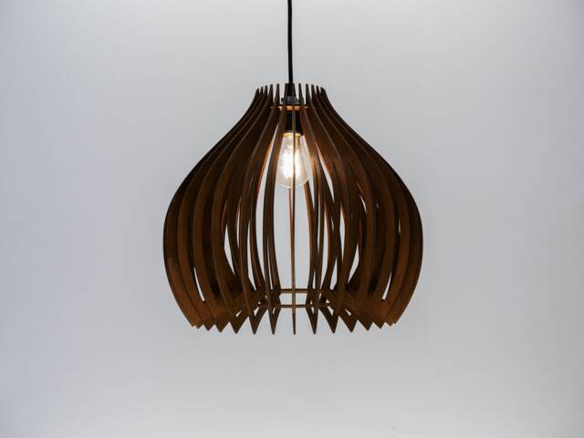 Brown Drop , Wood Ceiling Light, Scandinavian Pendant, Style, Plywood Chandelier, Pendant Brada - image 1