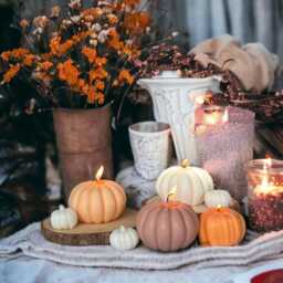 Pumpkin Shaped Large Spice Latte Candle Autumn Scented Fall Decor - thumbnail 3