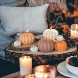 Pumpkin Shaped Large Spice Latte Candle Autumn Scented Fall Decor - thumbnail 4