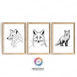 Minimalist Fox Wall Art - Black & White Prints - Foxes Artwork Animal Decor Line Drawing Poster Design Minimal Abstract Sketch - thumbnail 2