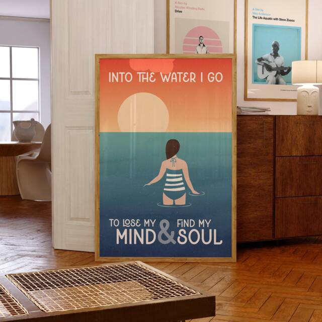 Sea Swimming Art Print Wild Swimmer Poster - image 1