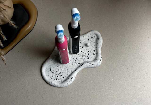 1, 2 Or 3 Electric Toothbrush Holder, Terrazzo Jesmonite Bathroom Organizer - image 1