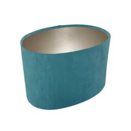 Oval Teal Lampshade in Velvet With Champagne Lining - thumbnail 1
