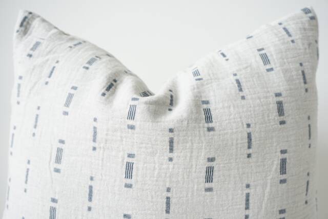 White Indigo Striped Pillow Cover - image 1