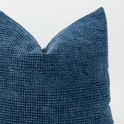 stonewash Cushion Cover/Rustic Throw Pillow Dark Denim Navy Blue Textured Custom Sizes - thumbnail 2