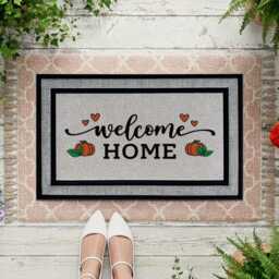 Welcome Home Pumpkin Doormat - Washable Fall Porch Decor - thumbnail 4